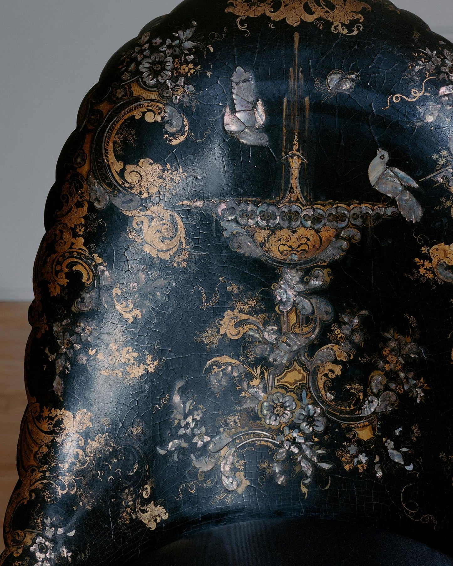 Papier-Mâché and Wood Lacquered Side Chair