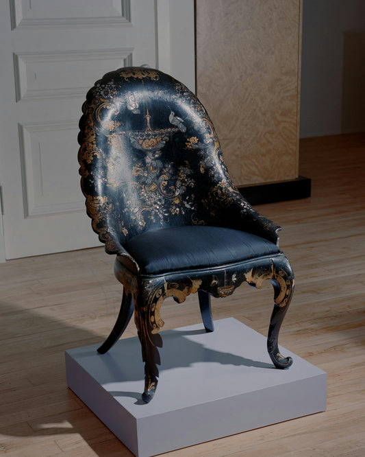 Papier-Mâché and Wood Lacquered Side Chair