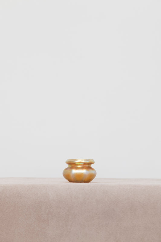 Tiffany Favrile Gold Squat Ribbed Vase