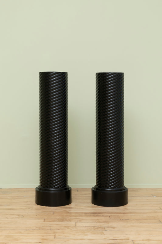 Pair of Black Painted Pedestals