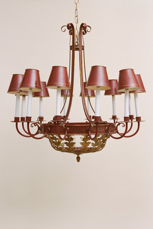 Painted Tole and Brass Chandelier