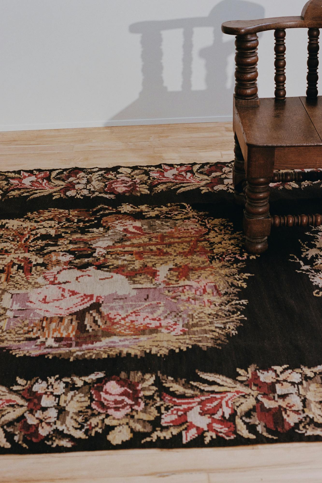 Antique Flat Woven Romanian Bessarabian Kilim Rug