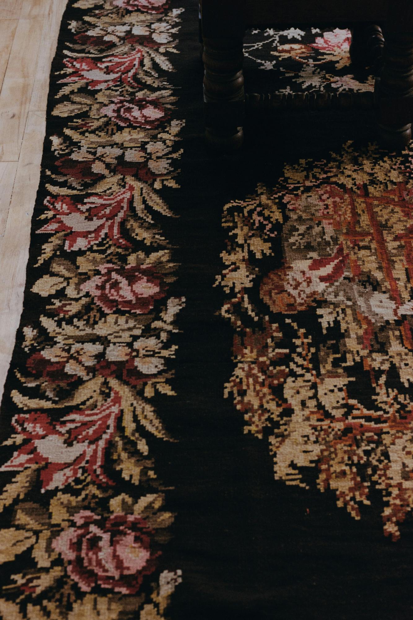 Antique Flat Woven Romanian Bessarabian Kilim Rug