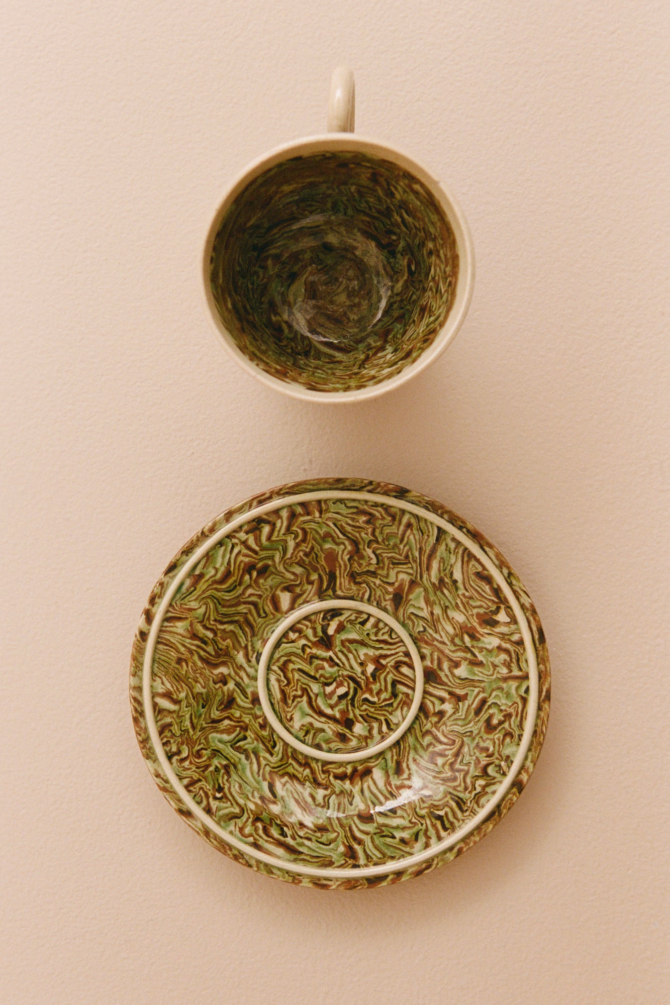 Agateware Cup & Saucer