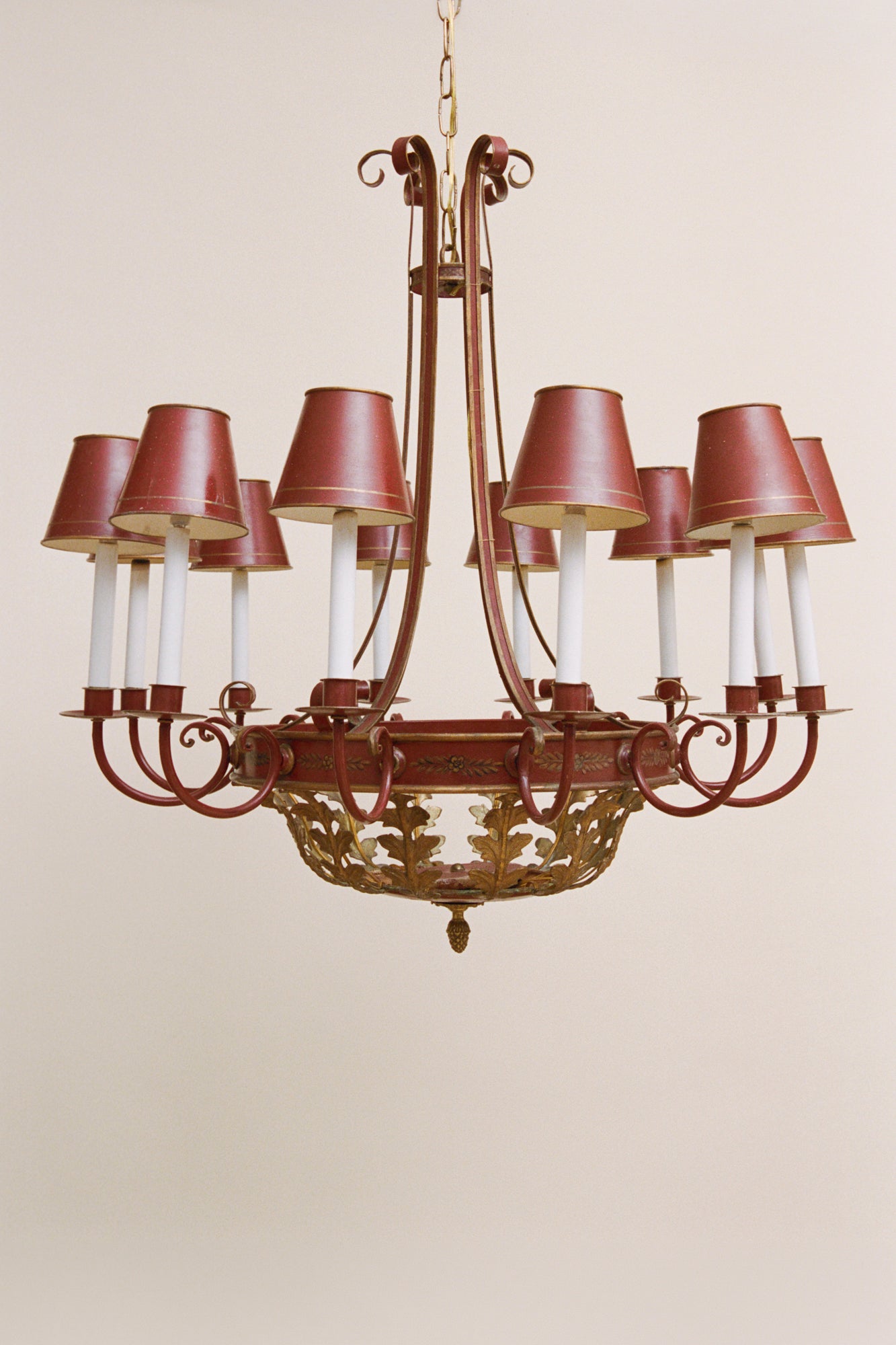 Painted Tole and Brass Chandelier