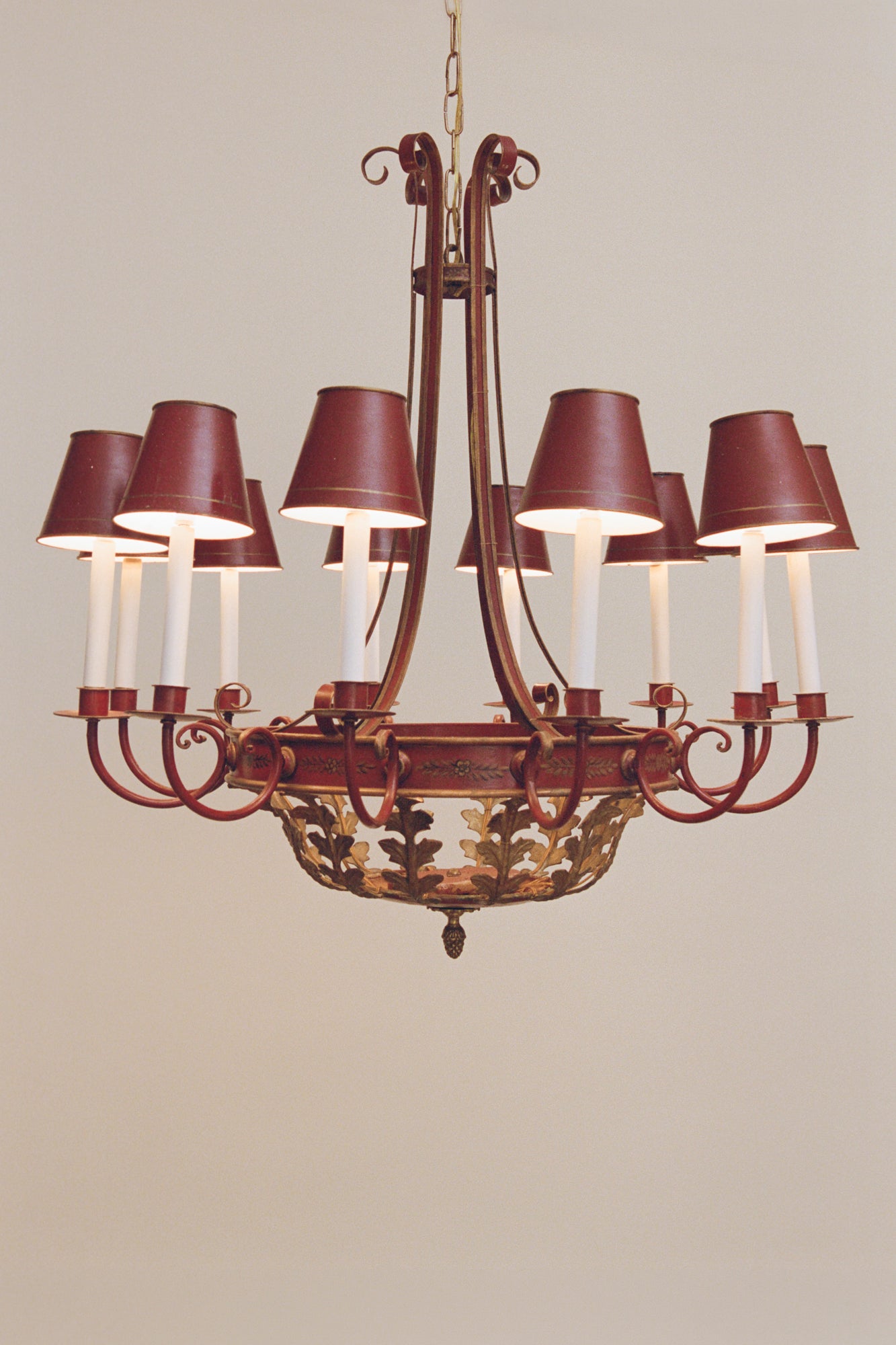 Painted Tole and Brass Chandelier
