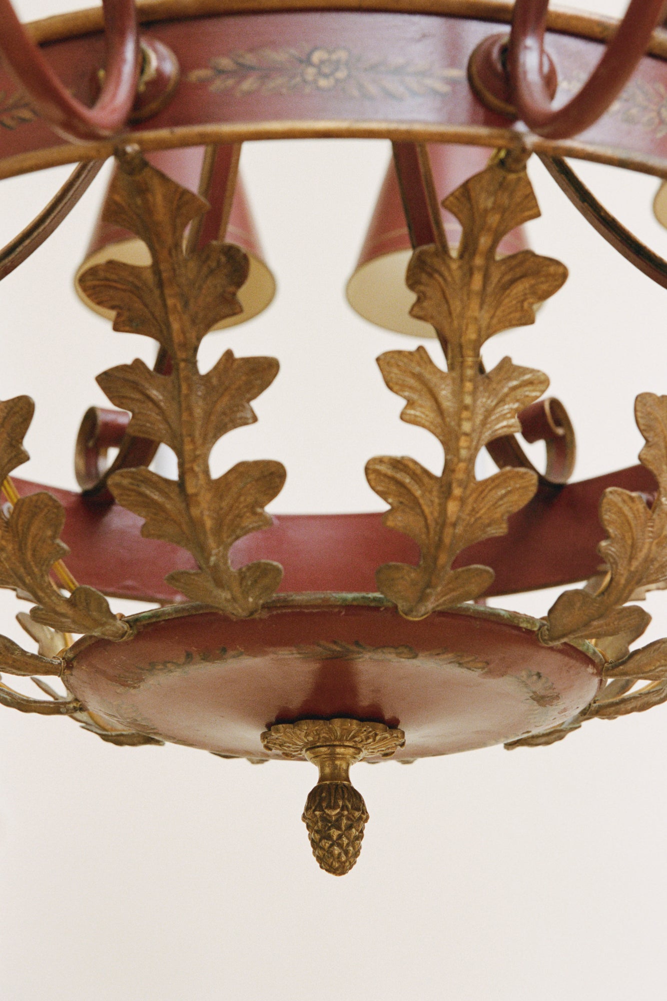Painted Tole and Brass Chandelier