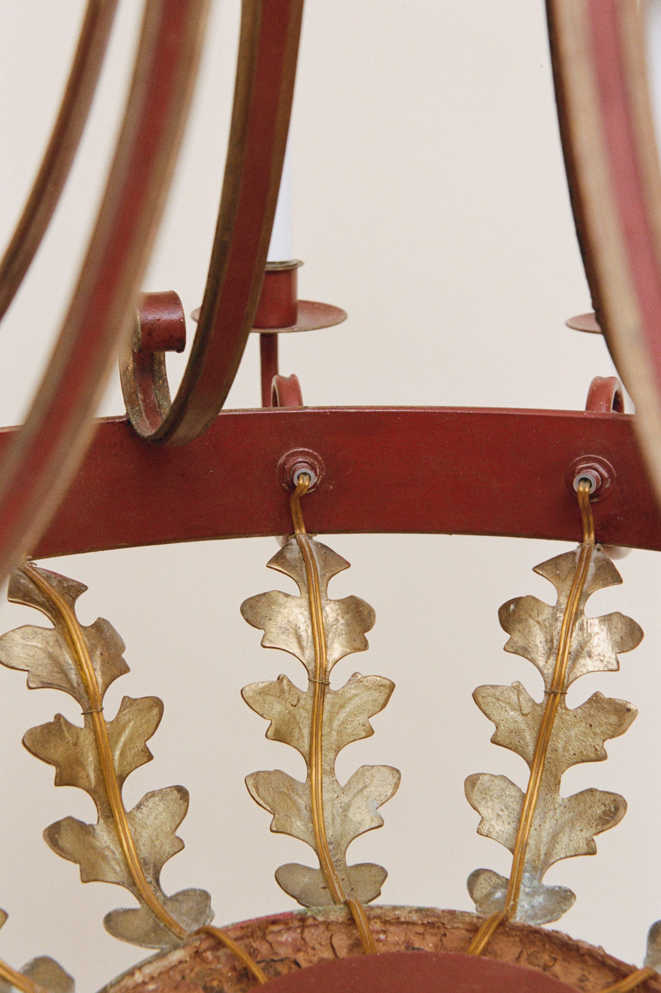 Painted Tole and Brass Chandelier