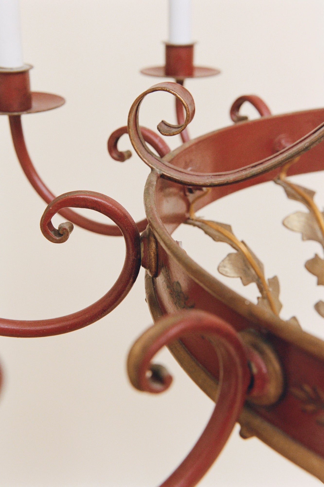 Painted Tole and Brass Chandelier