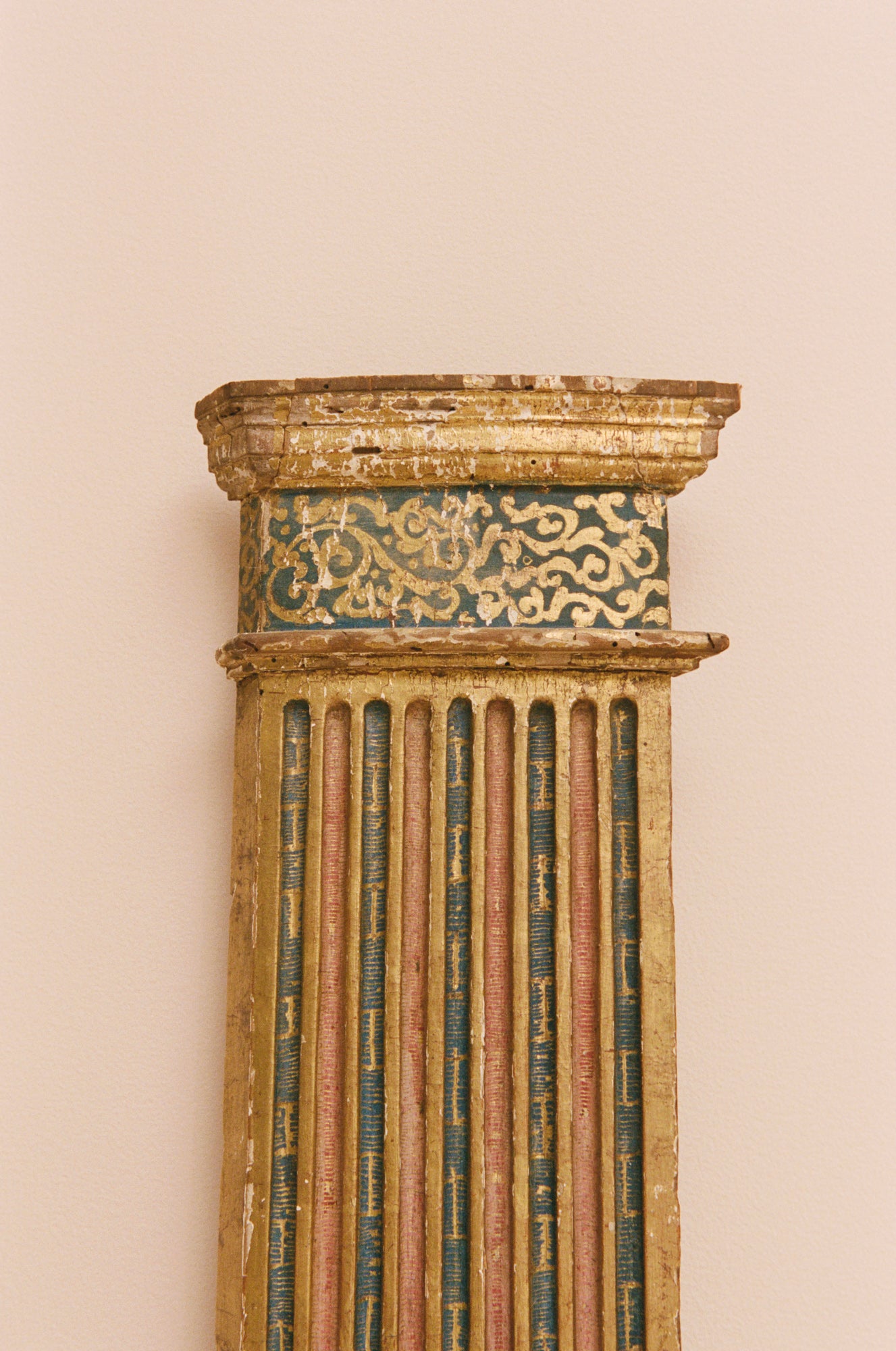 Painted and Parcel-Gilt Column Fragment